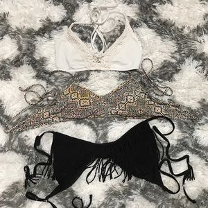 3 bikini tops, size Large.